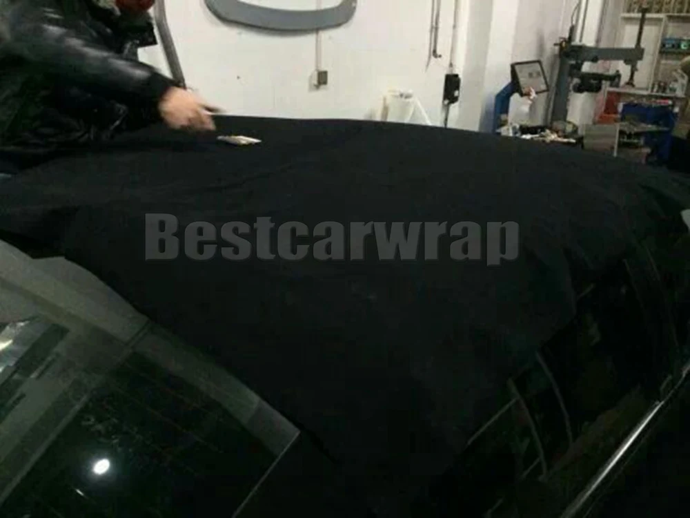 Alcantara Black vinyl velvet  car wrap film foil  Sticker suede leather wrapping  (13)