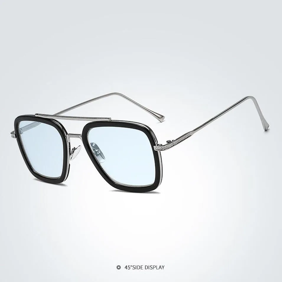 Silver Blue Lens Новое поступление Солнцезащитные очки Мужские Винтажные стимпанк пластиковые дизайнерские Старк Железный Человек очки с квадратной оправой Ретро панк Солнцезащитные очки UV40 - Цвет линз: Silver Blue Lens