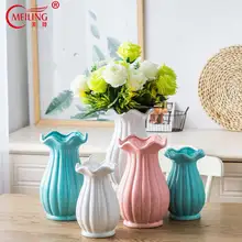 Современные керамические вазы с большой глазурью для живота, для свадеб, центральные части, белая, синяя керамическая ваза, средние украшения, для дома, офиса, ресторана