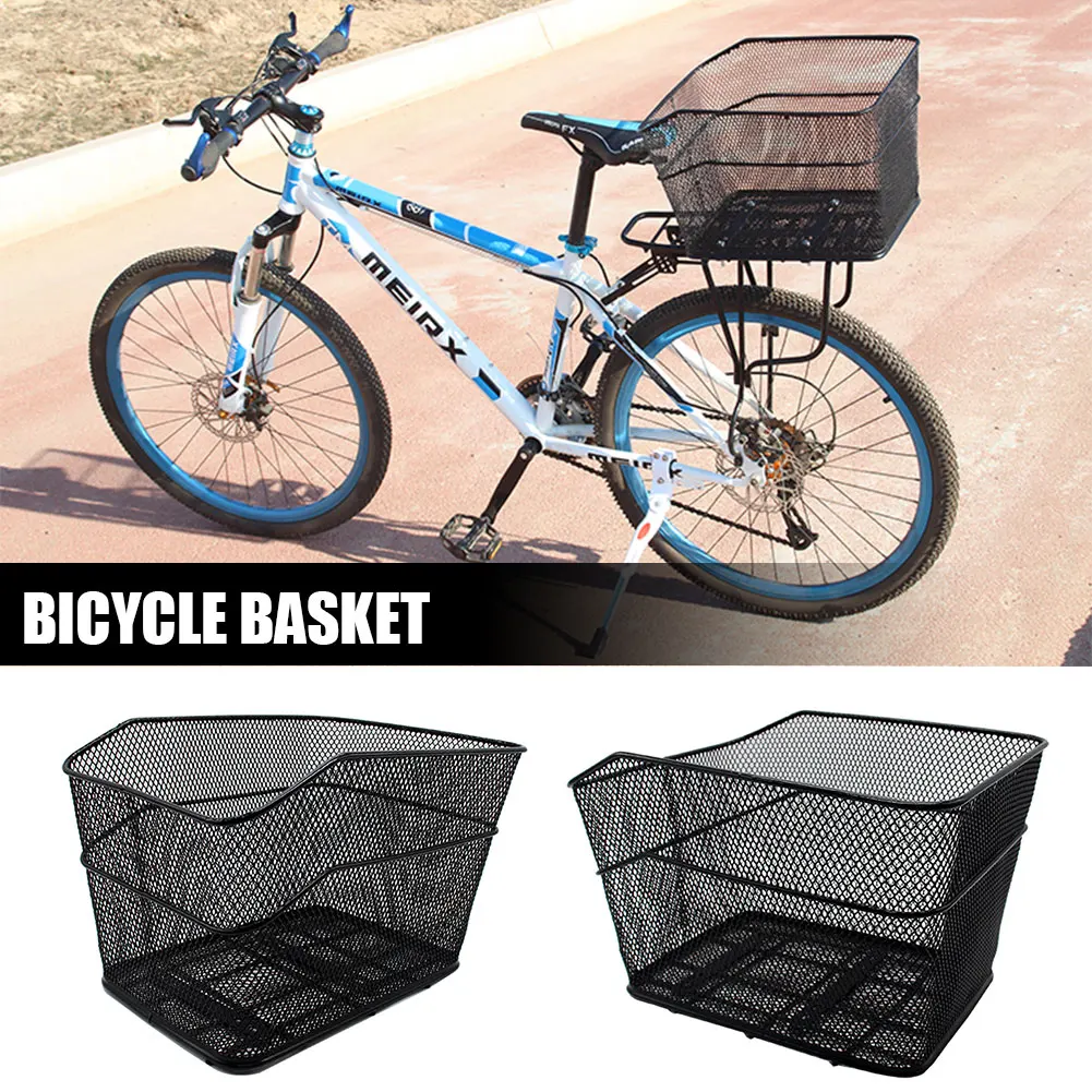 Discount Bicycle Rear Basket Net Basket Rainproof No Cover Foldable Iron Net Large Car Basket Iron Net Basket For Electric Bike Cycling 7