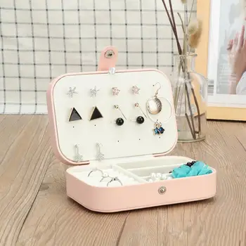 

Simple Ring Ear Stud Plate Jewelry Display Box Portable Necklace Earring Bracelet Jewelry Organizer Storage Sakura Pink Holder b
