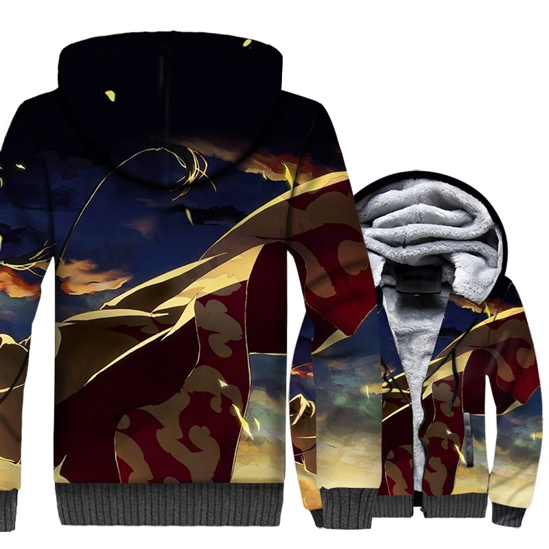 Naruto Yondaime Hokage tracksuit 2019 men wool liner jackets Thick warm coats Anime hooded 3D 