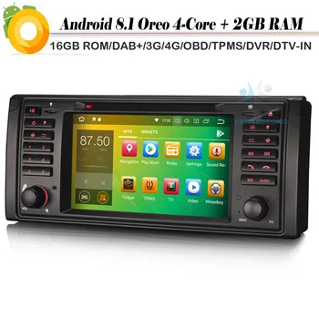 

Quad Core Android 8.1 Autoradio DAB+ Car Stereo DVD SatNav GPS WiFi Bluetooth for BMW 5 Series E39 E53 X5 M5