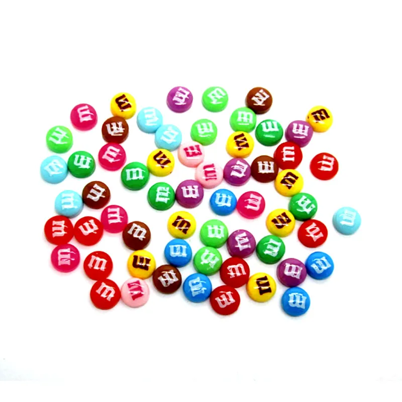 100Pcs 8mm Mixed Resin Decoration Crafts Letter M Bead Flatback Cabochon Scrapbook DIY Accessories Buttons