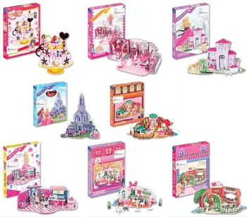 

Candice guo 3D puzzle DIY toy paper building model assemble hand work game fairy tale story scene girl house birthday gift 1set