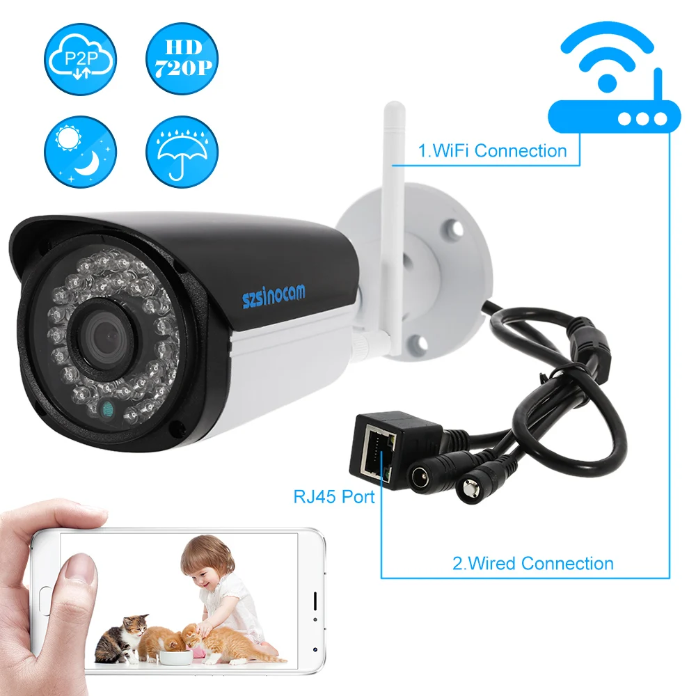 Беспроводная уличная IP камера Szsinocam 720P МП CCTV сетевая видеонаблюдения с Wi Fi и