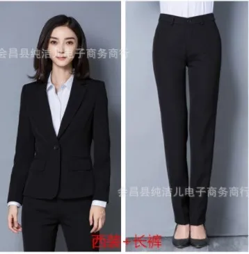 pant suit Новинка, женские черные брюки больших размеров, костюмы, комплект из 2 предметов, блейзер с длинными рукавами и брюки-карандаш, офисные брюки, костюм для женщин 4XL - Цвет: pant suit