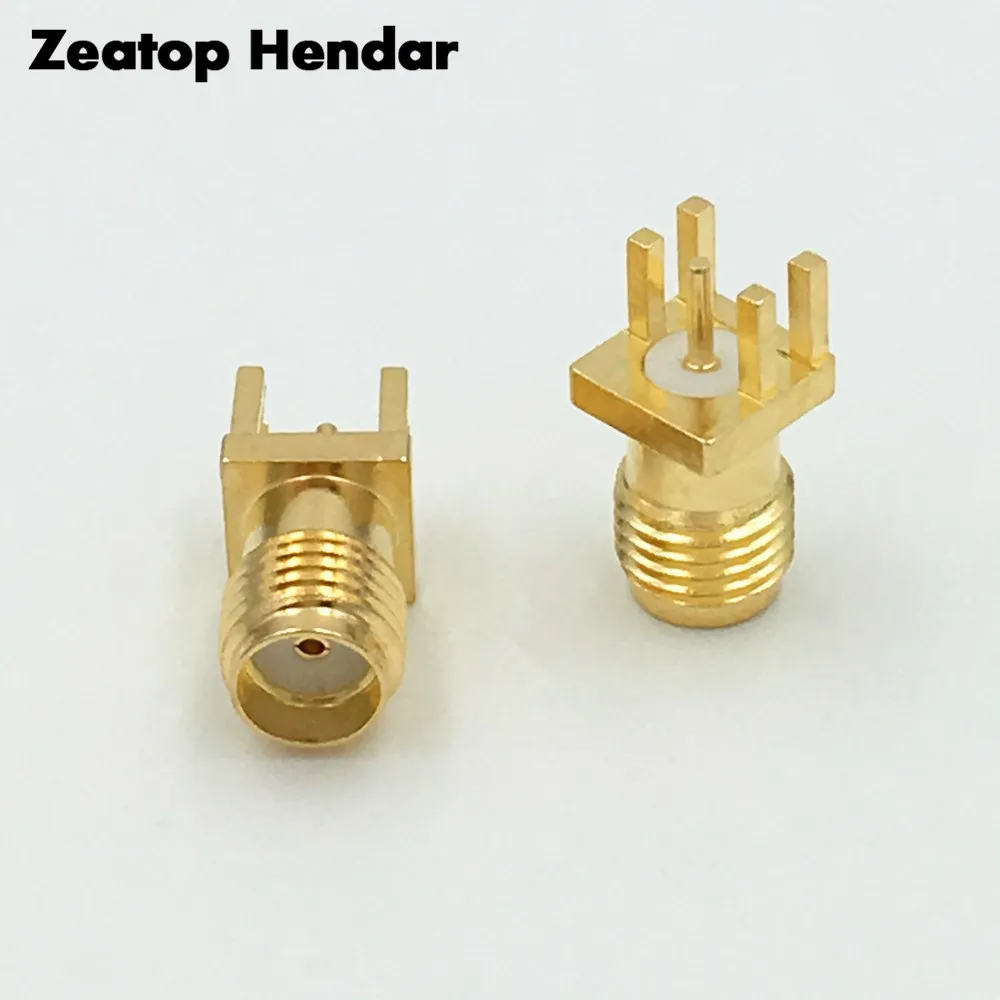 5Pcs Gold Brass SMA Female Jack Solder PCB Clip Edge Mount Straight