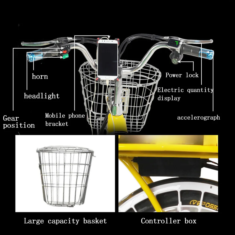 Best E bike 48v 12A double battery 500W motor road bike 16 inch tire delivery electrical bicycle anti-theft 2