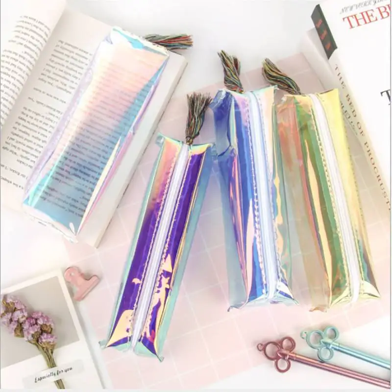 

Hot Cool Transparent Glitter Pencil Case Stationery Bags Creative Fashion Pvc Pencil Bag School Pencil Box Supplies Student Gift