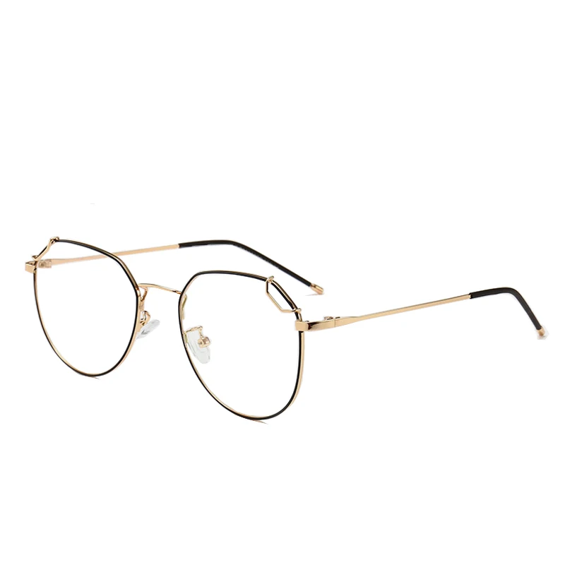 Zilead многоугольные очки в форме "кошачий глаз" оправа Сверхлегкий металлический оптический сеточки для мужчин и женщин простые очки - Цвет оправы: black gold