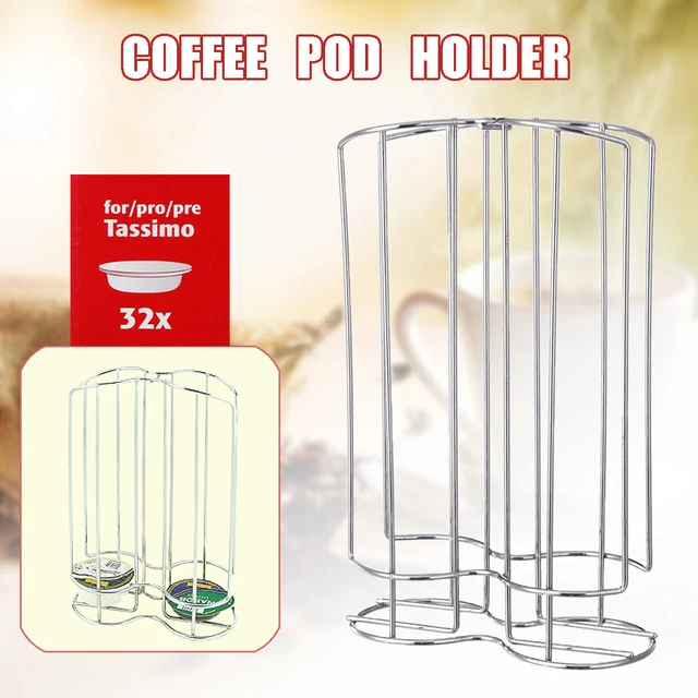 Best Offers 1800x2850mm D16 32 Pods Revolving Nespresso Coffee Capsule Holder Storage Stand Chrome Tower Mount Rack For Coffee Shop Display