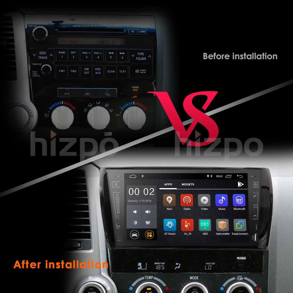 Clearance 9 Inch 2 Din HD 1024x600 QuadCore Android8.1 Car NODVD GPS For Toyota Tundra Sequoia 2008-2013 Stereo Radio 4G WiFi OBD DVR DAB+ 5