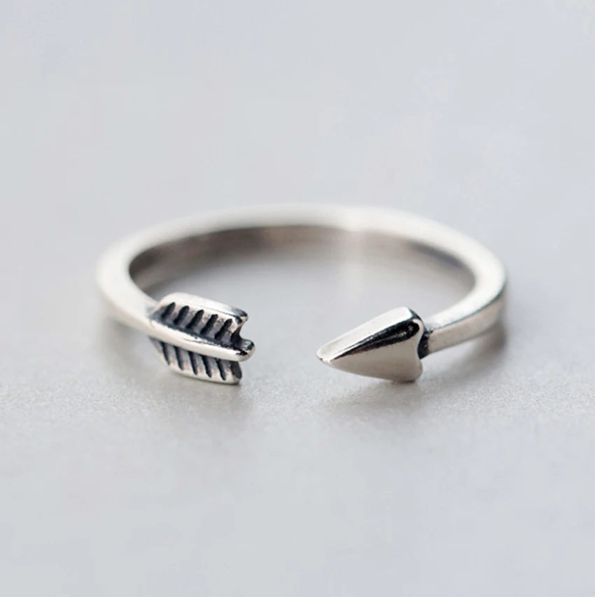 

QIMING Love Gift New 925 Sterling Silver Ring For Women Girl Jewelry Cupid Arrow Rings Adjustable Boho Wedding Acceddories