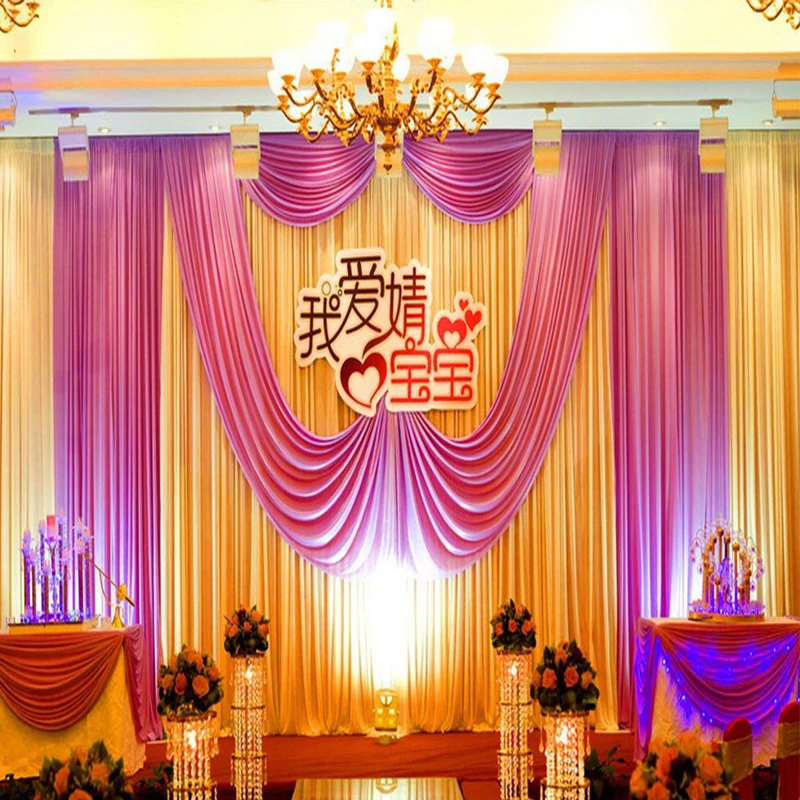 

3M*6M Free Shipping top quality colorful wedding background drapery decoration purple voilet drapery baby shower decorations