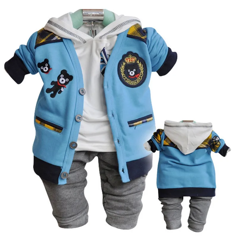 

Anlencool Free shipping baby clothes set upscale European version of the three-piece cotton hooded cardigan Cubsbaby clothing