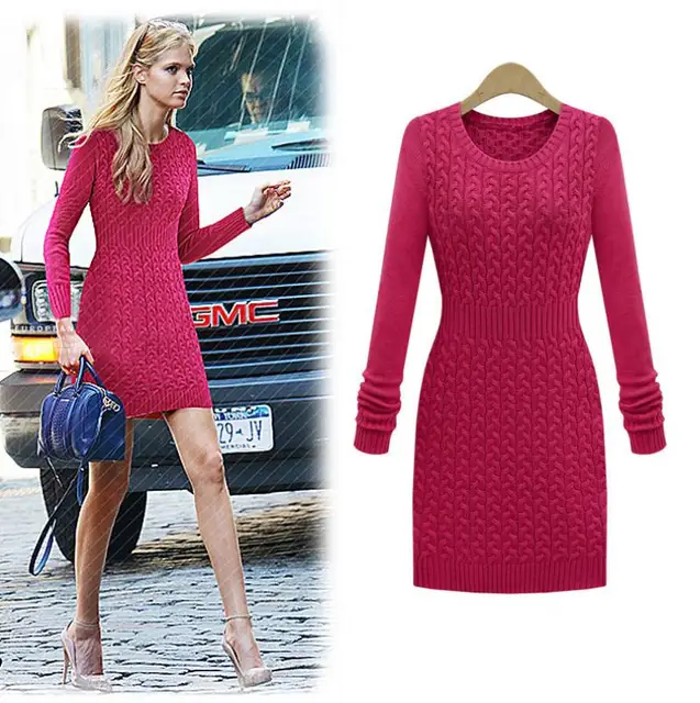 Gray Slim Long Design Knitted Twisted Sweater Dress Long Sleeve ... Gray Slim Long Design Knitted Twisted Sweater Dress Long Sleeve ...
