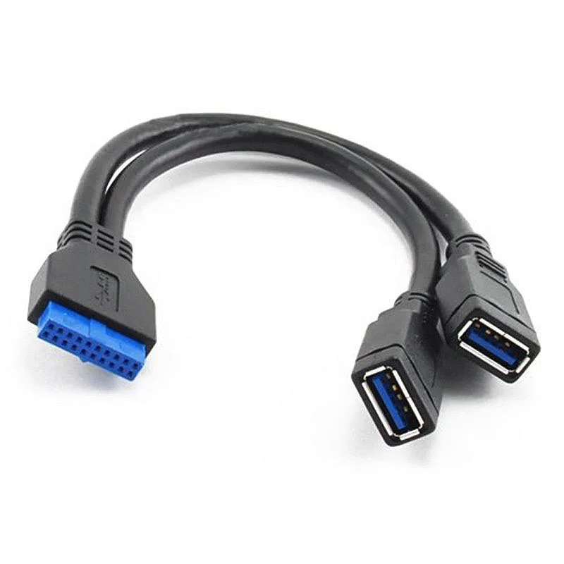 

Dual 2 Port USB 3.0 A Type Female to 20 Pin Box Header Female Slot Adapter Cable for USB Ports to Computer Motherboard EM88