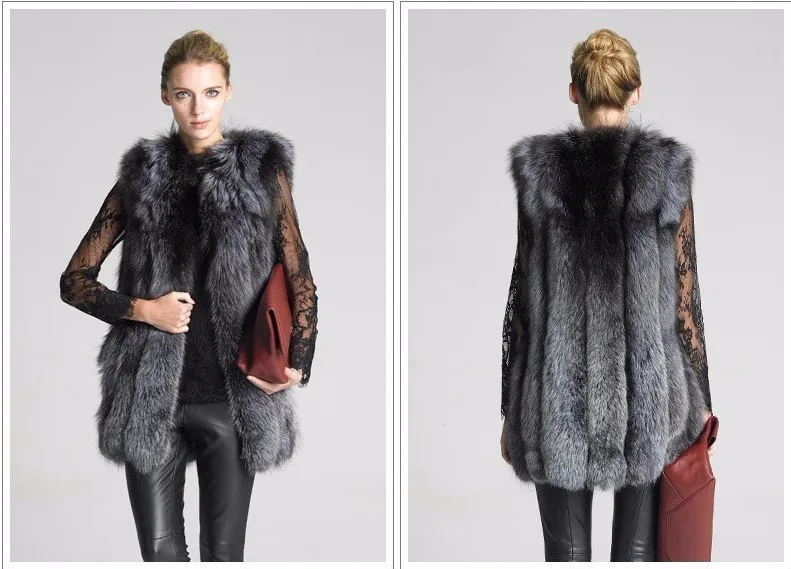 Новинка, осенне-зимнее пальто из лисьего меха, жилет из искусственного лисьего меха, меховой жилет средней длины, большой размер, XS-6XL, теплое Женское пальто из искусственного меха