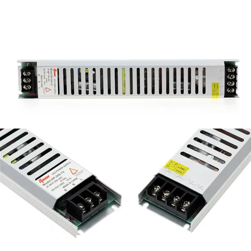 CLAITE AC190-240V для DC12V 200 W 300 W супер тонкий Питание Освещение переключения Trans пижамные комплекты с трансформерами и драйвер адаптер для Светодиодный полоски