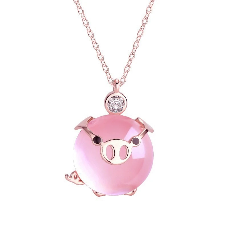 

Powder Pig Necklace Pendant Female Girl Cute Gift Gift Straight Ornament