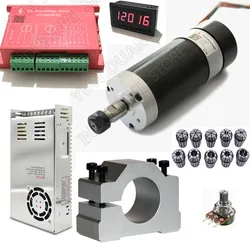 Moteur, pilote, alimentation, indicateur de vitesse, potentiomètre et 10 pièces, broche sans balais, 500W, 12000 tr/min, ER11 