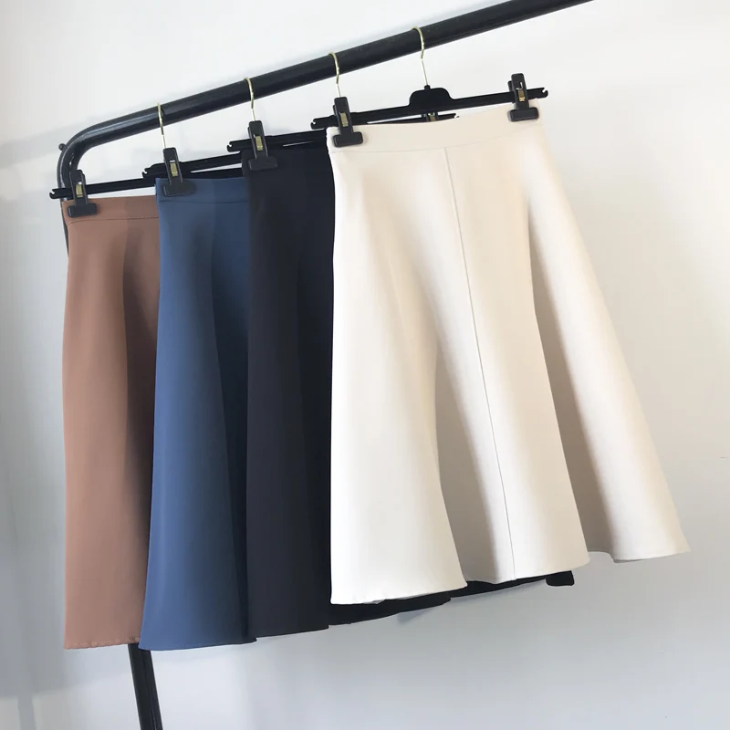 

Women's wear Korean version of high waist A character skirt long thin big pendant skirt pure color half skirt