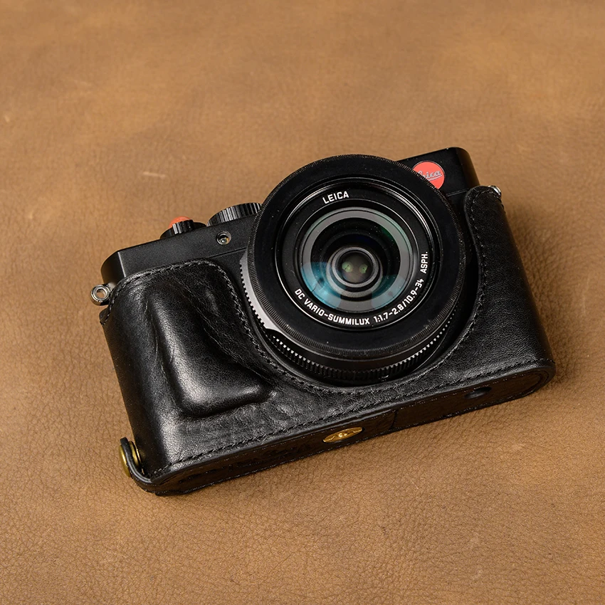 [VR] сумка для камеры ручной работы, получехол для Leica D-LUX Typ 109 D-Lux7, открытая батарея, дизайн, чехол для камеры из натуральной кожи - Цвет: Black