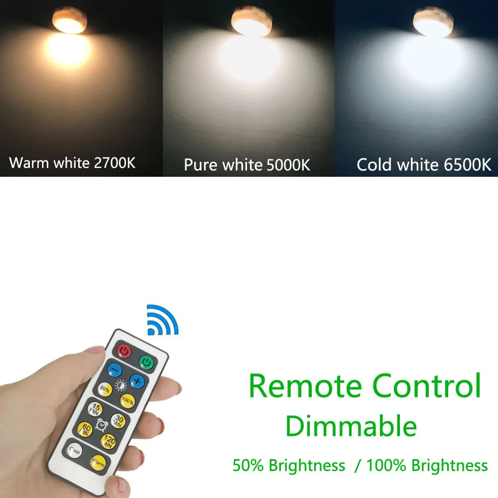 Under Cabinet Light Wireless Dimmable Touch Sensor LED Night Lamps Battery Power Remote Control Suitable for Kitchen Stair