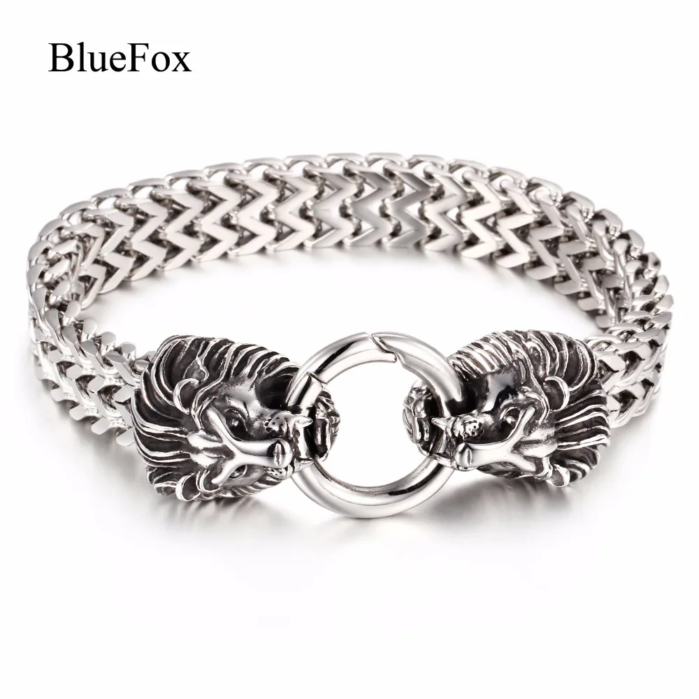 

Men's Fashion Charms Lion Head 316L Titanium Stainless Steel Bracelet & Bangles Chic Wrist Band Hand Chain Jewelry Pulseras Gift