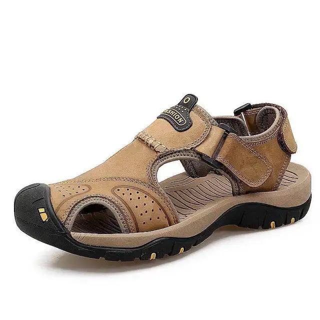 Aliexpress.com : Buy Brand Hot Sandals Men Genuine Leather Shoes ...