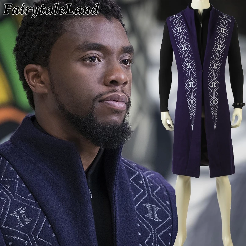 

Wakanda King Black Panther Cosplay Costume Superhero Halloween Costumes Avengers Black Panther Costume Embroidery Blue Jacket