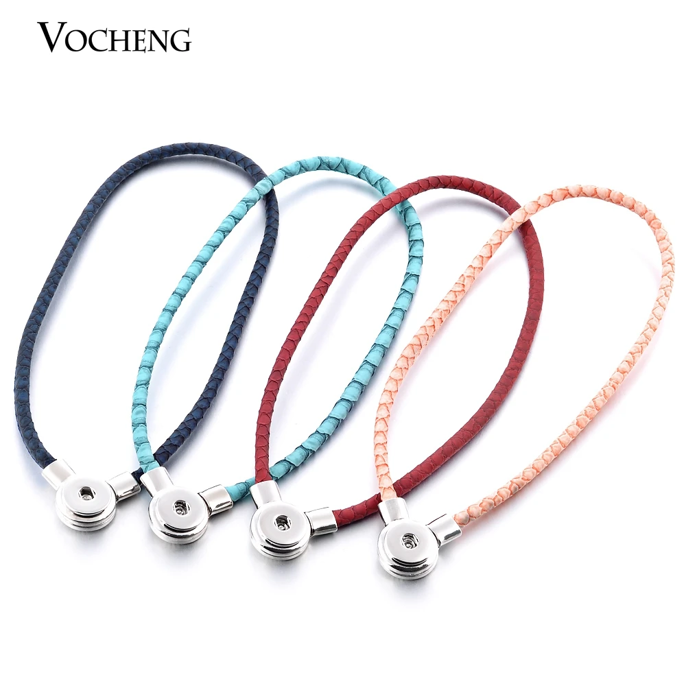 

Wholesale 10pcs/lot Vocheng Ginger Snaps Necklaces for Women MenColorful PU Leather 18mm Pendant Jewelry NN-051*10 Free Shipping