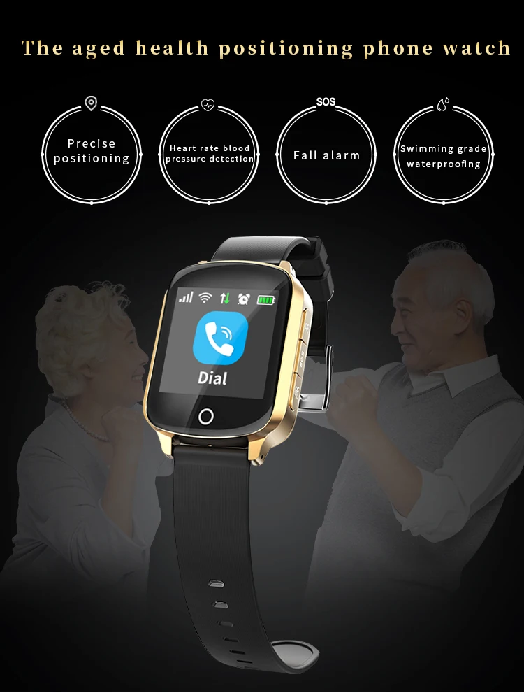 IP68 Waterproof Elderly GPS WIFI Tracker Android Heart Rate blood pressure Safety Anti-Lost Fall-Down Alarm Locator Smart Watch gps location tracker