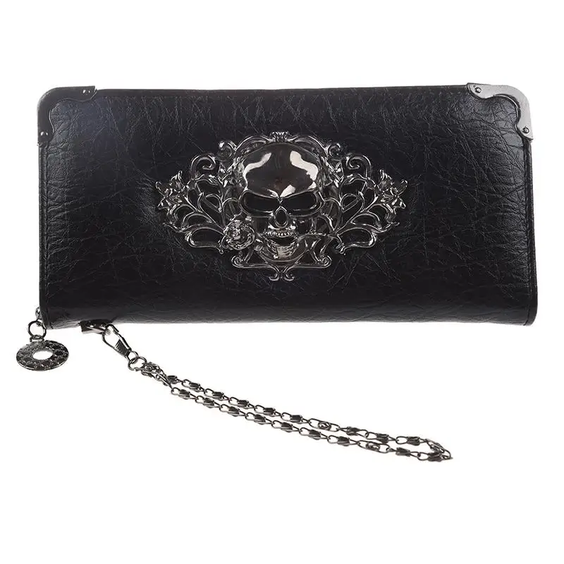 

Cool Retro Skull Wallet for Women Vintage Clutch Bag Black