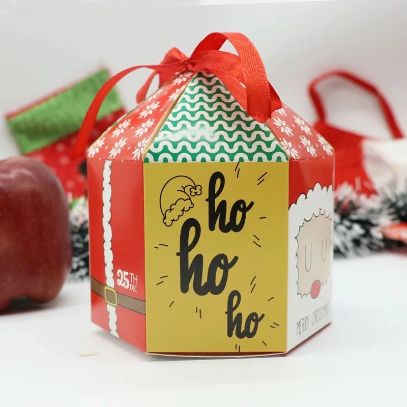 Новинка 12*9 см 12 шт. Рождественский Санта Клаус забавная бумажная коробка для праздничная подарочная упаковка коробка для хранения конфет в форме дома
