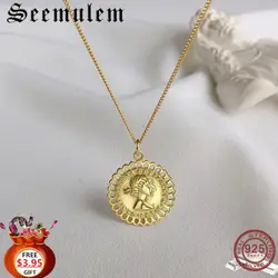 Semulem queen Elizabeth Avatar круглое колье с монетой серебро 925 пробы 2019 женское ожерелье минимализм винтажные Серебряные украшения