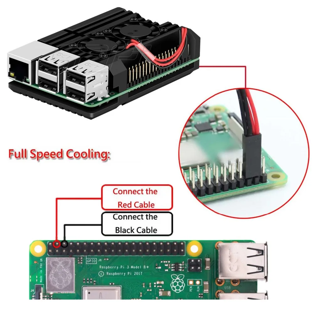 Чехол для Raspberry 52Pi алюминиевый сплав металлический корпус с двойным вентилятором
