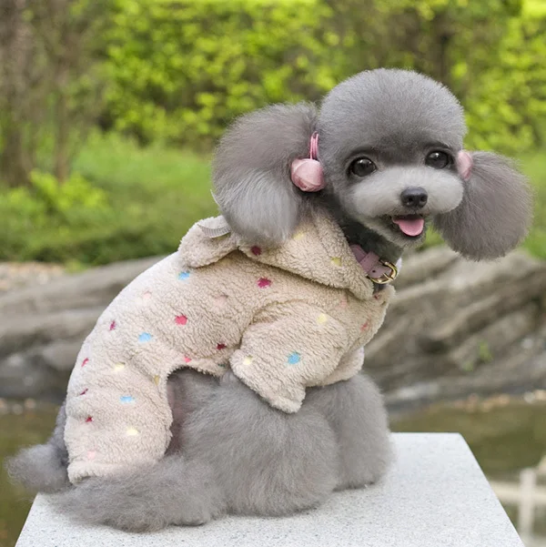 

Nice Pet Dog Polka Dot Fleece Hoodie Clothes Soft Pajamas Jumpsuit