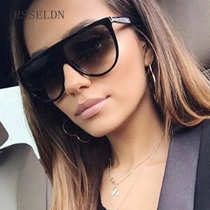 RSSELDN New Black Clear Oversized Square Sunglasses Women Gradient 2018 Summer Style Classic Women Sun glasses Big Square UV400