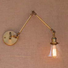 Glass Brass Adjustable Long Arm Wall Light Vintage Edison Loft Style Industrial Wall Lamp Sconces Aplique LED Luminaire Arandela Glass Brass Adjustable Long Arm Wall Light Vintage Edison Loft Style Industrial Wall Lamp Sconces Aplique LED Luminaire Arandela