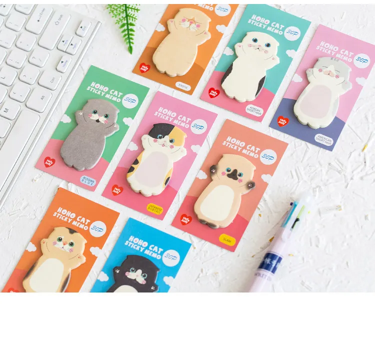 Cute Kawaii Pet Cat Sticky Note Memo Pad Office Planner Sticker Paper Korean Stationery School Notepad Supplies