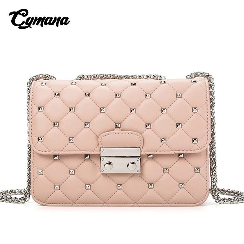 

Rivet Crossbody Bags For Women 2018 New Leather Shoulder Bags Small Women Bags Luxury Designer Famous Brands Handbags Sac A Main