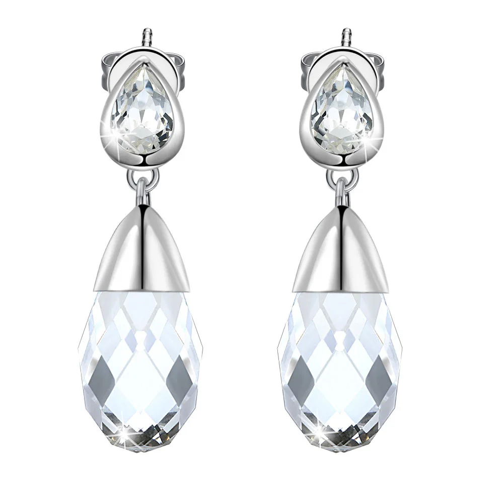 

BIG Clear drop crystal pendant earrings classic drop type pure 925 Sterling Silver dangle earrings for women Femme