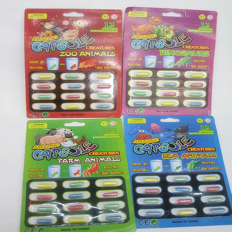 

12 Kinds of Zoo Sea Farm Animal Dinosaur Magic Bubble Expansion Grow Capsule Toys for Children Water Swelling Toys Cognition Toy