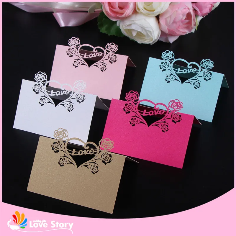 

40pcs/Lot Love Heart Shape Laser Cut Wedding Party Table Name Place Cards Party Table Decoration Wedding Supplies Party Decor