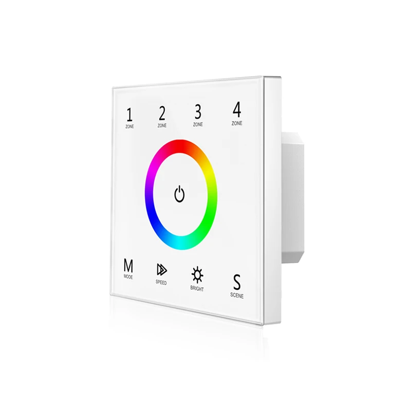 Led RGB Strip Controller 100V-240V Input 4 Zone 2.4GHz RF Wireless DMX Touch Master Controller T13 Wall Touch Led controller