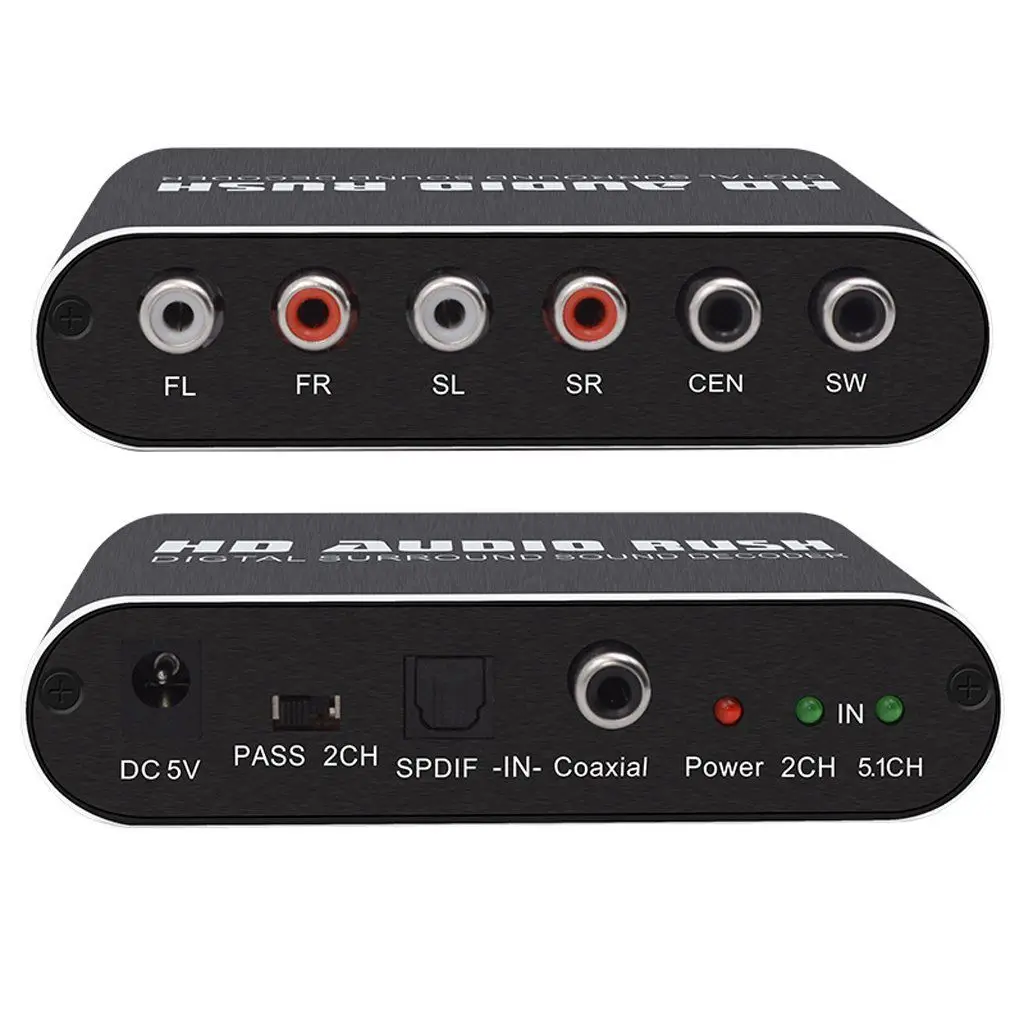 HD Audio Rush цифровой аудио объемный декодер 5 1 канальный оптический SPDIF/коаксиальный