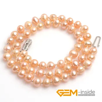 

6-7MM natural freshwater pearl necklace for woman for gift DIY Jewelry Yoga Meditation Necklace 16 inches free shipping