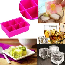 6-полости большой Силиконовые Пить Ice Cube Пудинг Желе Мыло Плесень ложемент